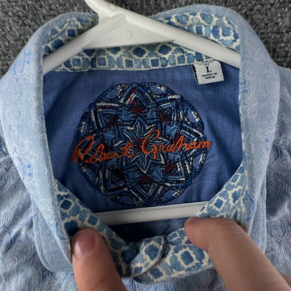 Robert Graham Long Sleeve Button Up Shirt Men Size Large Classic Blue Print - Picture 8 of 16